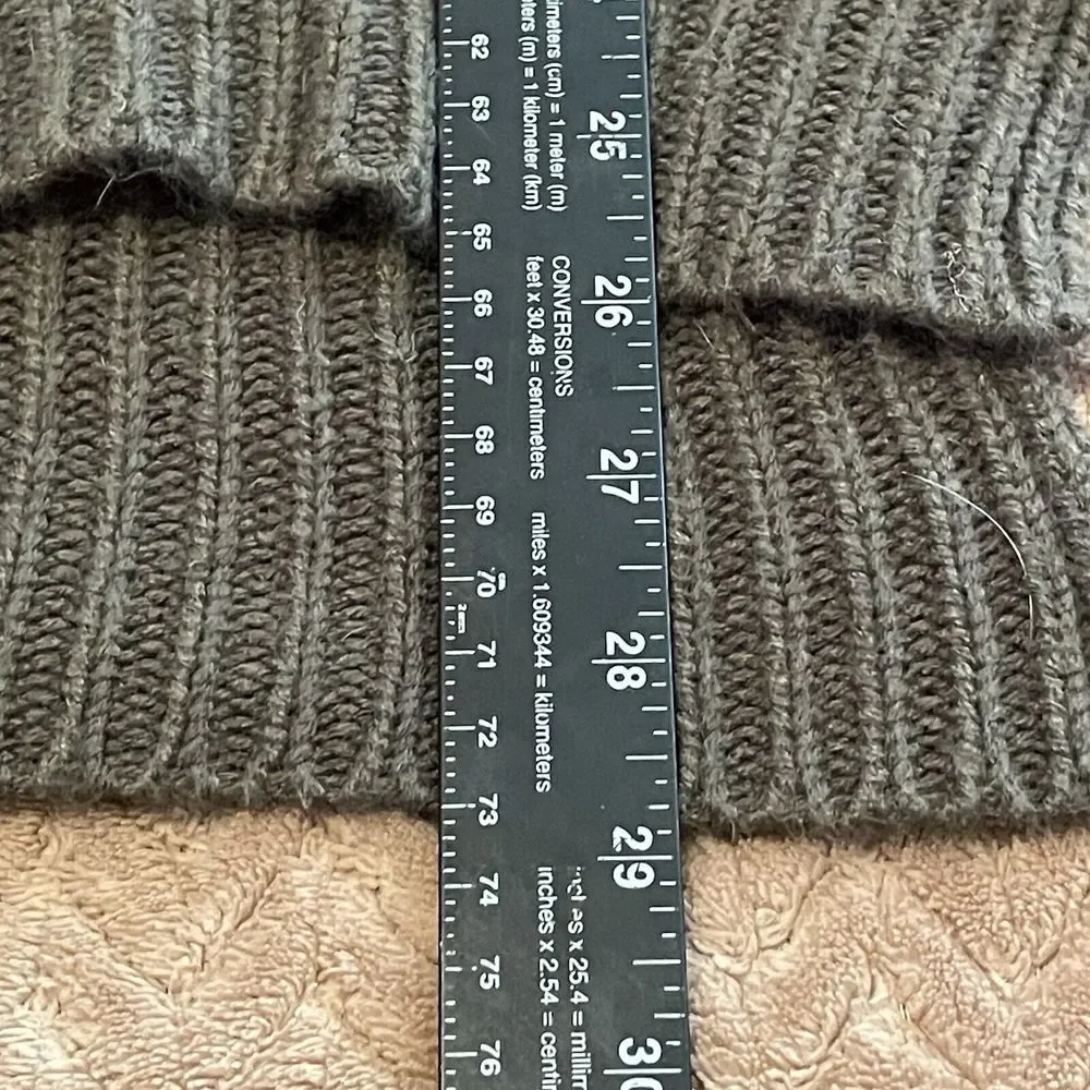 Love Change Italy Womens 14 Cable Knit Gray Sweater  Zipper Slit Ribbed‎ Hi Low